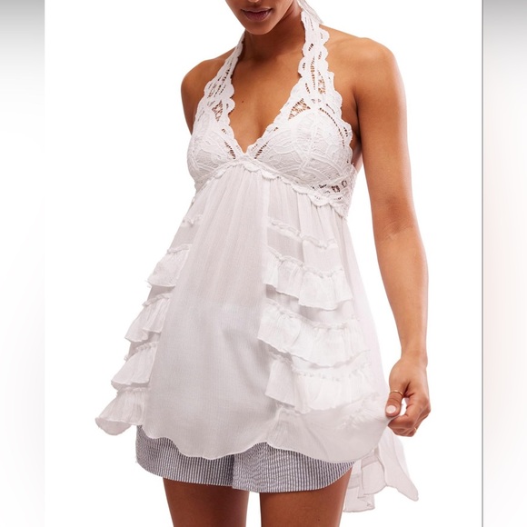 Free People Adella Halter Mini Slip Dress
